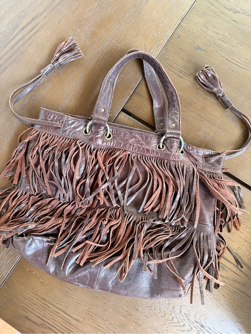 French Connection Fringe Leather Tote Bag